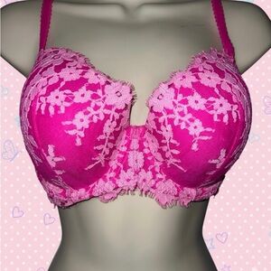 Victoria's Secret Fuchsia Floral Lace Bra